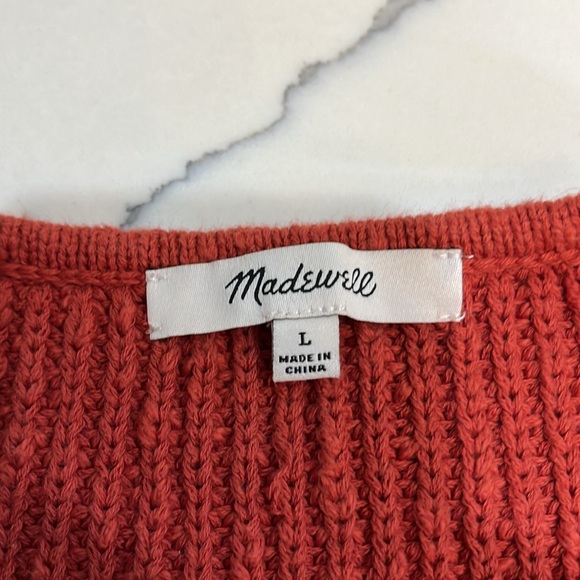 Madewell burnt orange V-neck sweater - Picture 3 of 6